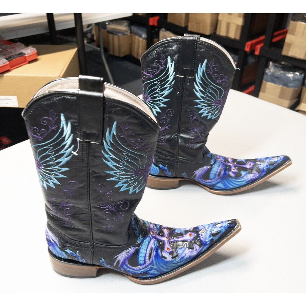 Aguila Real Western Boots Gemstone Embellished Dragon‎ Wings  Womens Size 8